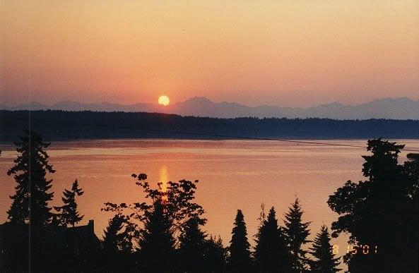 A breathtaking sunset at Olympic View Cottage.