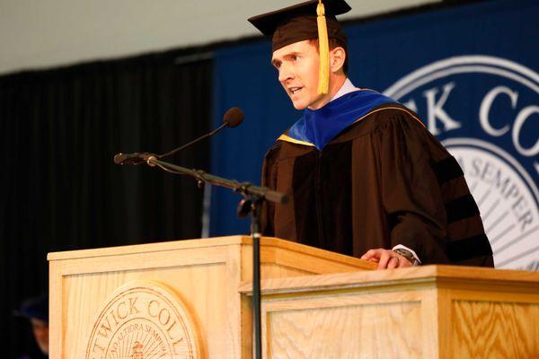 Dr. Christopher P. Belnap '03 urged the Class of 2019 to think like a scientist.