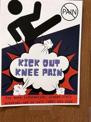 Kick out knee pain