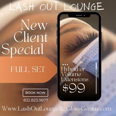 Hybrid Eyelash Extensions 

New Client Special 
Full set $99 
Fill ins 20% off