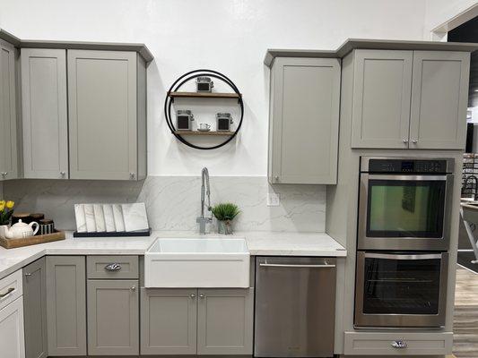 Gray kitchen display