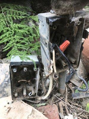 Replaced broken and corroded electrical junction box for landscape lights.