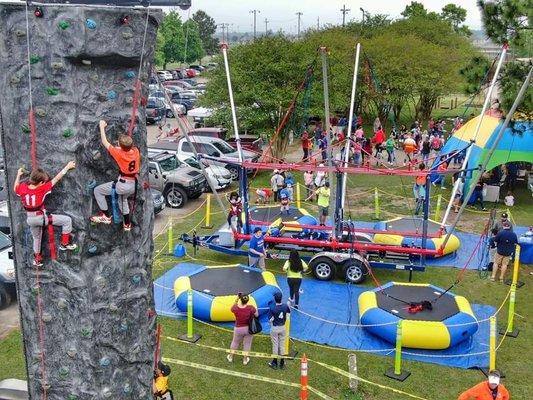 Rock Wall and Bungee Trampoline