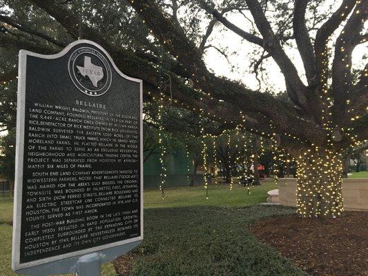 Right outside City Hall you can read about the history of Bellaire