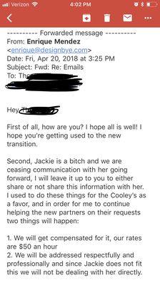 Called a client a bitch.