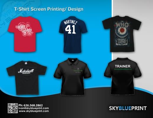 Custom shirt printing! Silk screening, heat transfer and embroidery available!