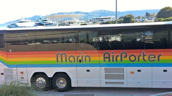 New stop for Marin Airporter across from Ferry.