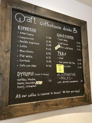 Coffee & Tea Menu