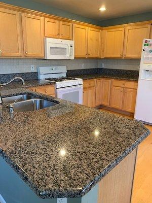 Original slab, back splash, sink and faucet