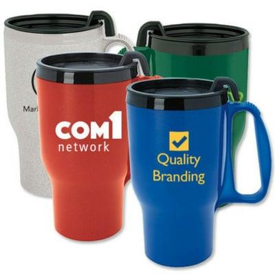 Plastic travel mugs are great giveaways.Its used mostly in the office.Dont you want your brand to be your customer's morning buddy?