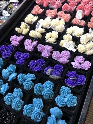 These carved flower beads come in numerous colors and sizes. The detail is amazing!