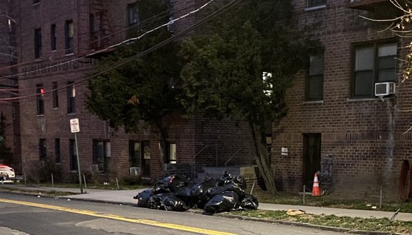 Garbage tossed in front of the building imagine paying $1295 for apartment and coming out today