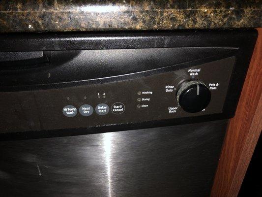 Dishwasher doesn't have any lights on. No power connected to the dishwasher.