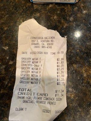 6 items charged but not 6 items bought