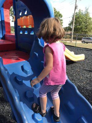 Playground for ages 2-5, with rubber tire tread "dirt"