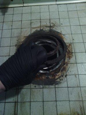 Repairing a cast iron toilet flange. Step one remove the old ring