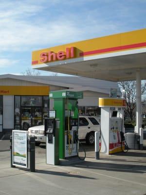 Located at the Shell station. Biodiesel B20 & Flex Fuel E85 (ethanol)