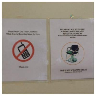 Breaking the rules: no cell phones allowed and don't sit down if you aren't a customer