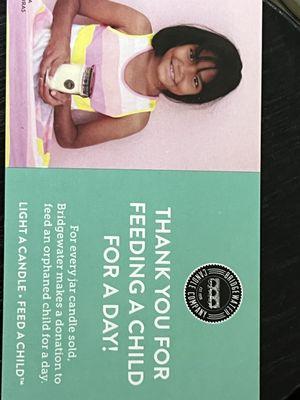 Feed a child a meal with every candle purchased