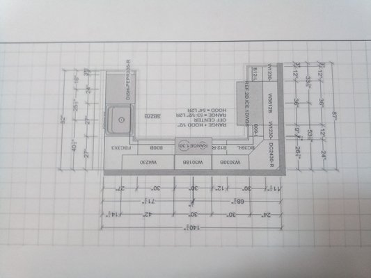 Kitchen layout drawings that I was supposed to intuitively understand.