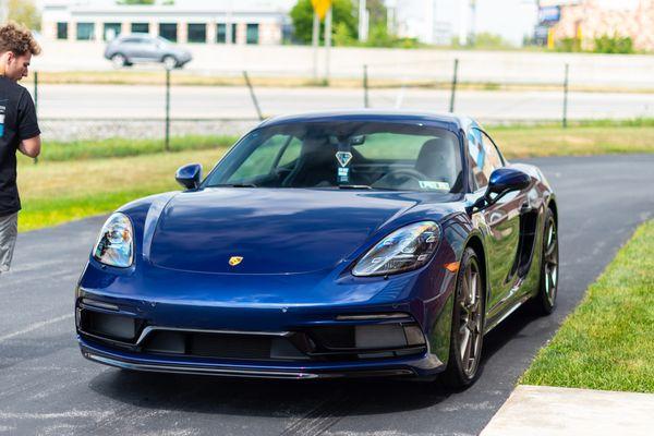 Porsche Cayman GTS received Full Front PPF + GYEON 10 Year Ceramic Coating.