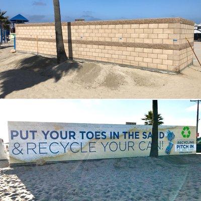 Gorgeous custom vinyl brick wall wrap on the beach! Printed and installed by us!