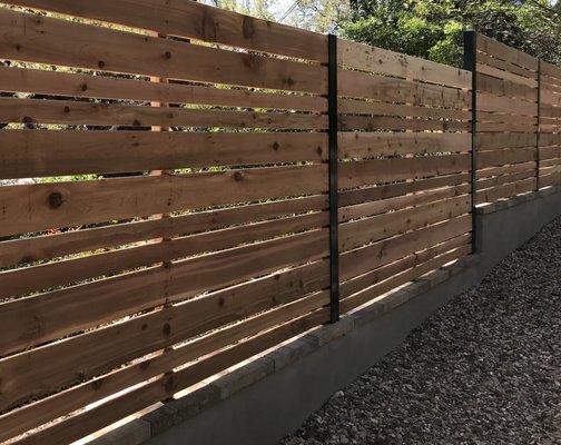 Alphascapes installed this great retaining wall with stone cap.