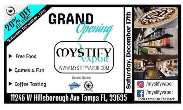 GRAND opening. December 17th. Stop by for 20% off.