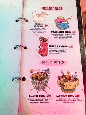 Drink menu