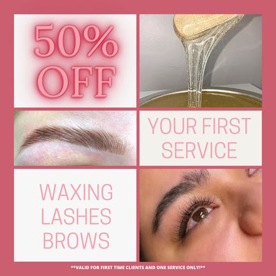 50% OFF ~ your first service

North Wales, PA
Body Waxing~Lashes~Brows

*valid for first time clients and one service*