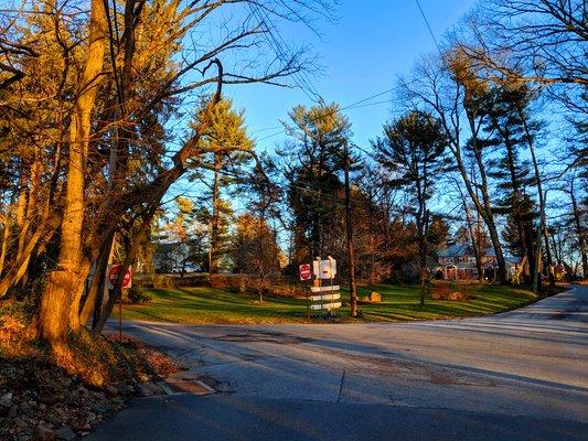 Rose Valley Borough -- triangle off Manchester with historical stone and brick pillars