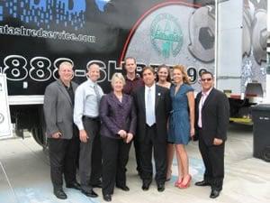 Houston Mayor Annese Parker and Data Shredding Services CEO, Shafer Gabrel, President, Scott DeGrassi and Staff at Press Conference.