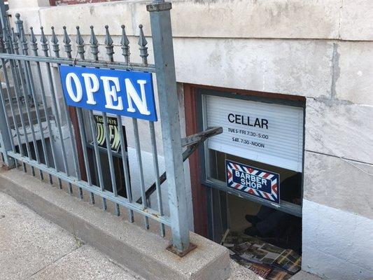 Entrance to the barber shop