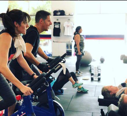 Spin bikes are popular on cardio intensive days.