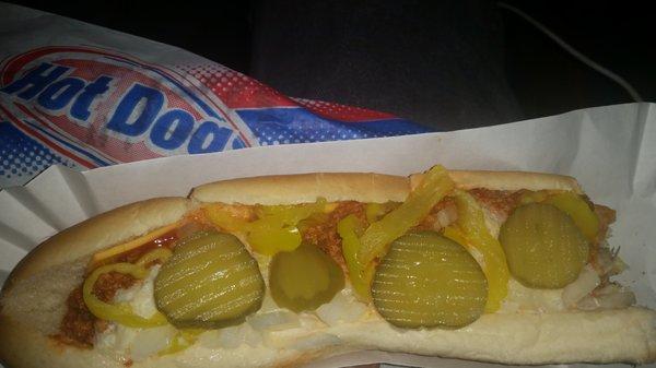 Dollar foot long deliciousness! Sorry I had to take a bite before I took this picture.