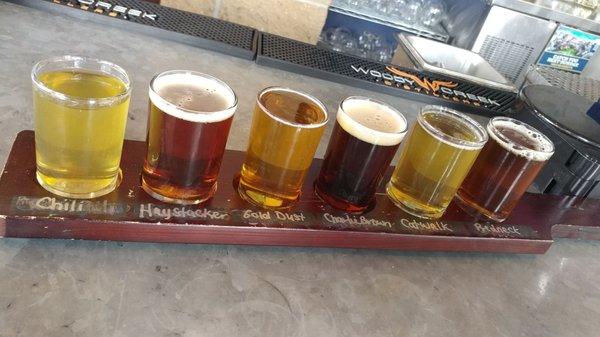 Beer flight with hand written choices