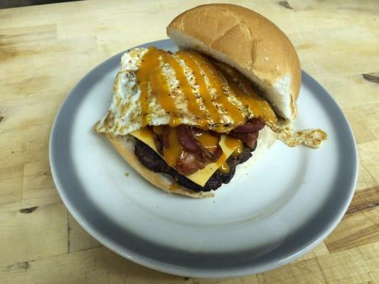 Mmmmm breakfast burger for dinner :)