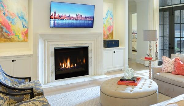 Scorpio CD: Contemporary direct vent gas fireplace.