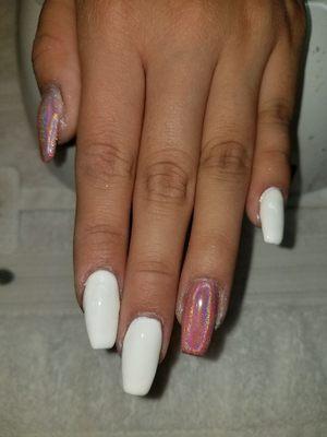 Acrylic/ Shellac overlay. 
Done By Jacquelyn