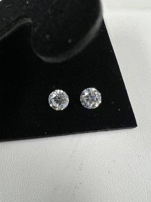 2ct round Diamond Studs . 14k white gold Setting