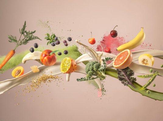 Health food powder splash by Seattle food photographer and director Steve Hansen