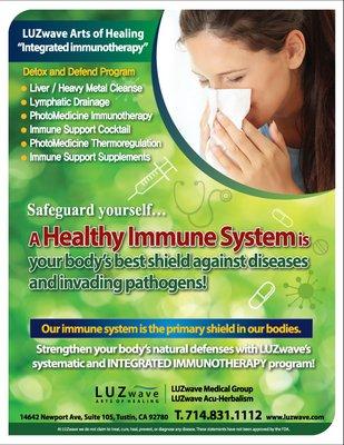 LUZwave Arts of Healing "Integrated immunotherapy" A Healthy Immune System is your body's best shield against diseases and invading pathogen