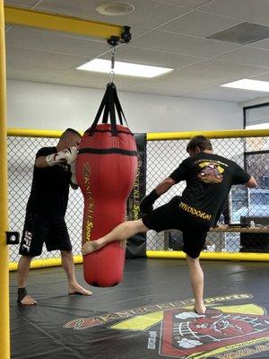 Training the leg kick...