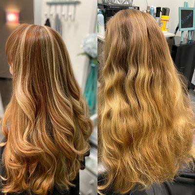 Highlights with copper lowlights