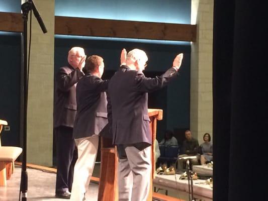 Pastors Higgins, Brown and Huckaby at joint worship service in Civic Center...