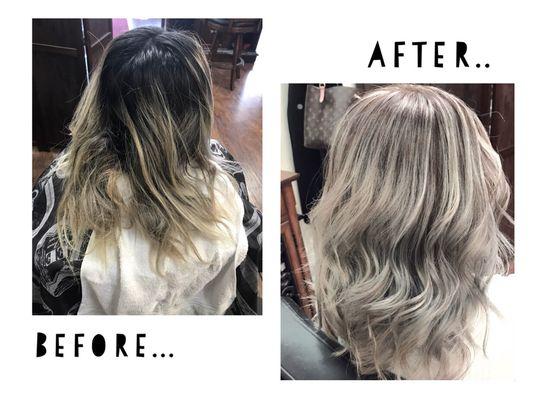 Before & After.. from brassy Hair to Natural blonde color...