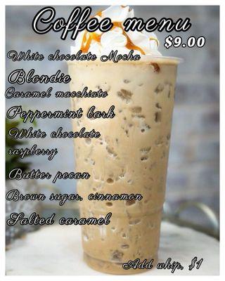 Iced coffee menu