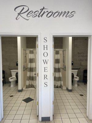 Restrooms with showers.