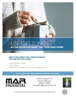 Gift funds for down payment.