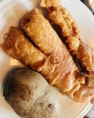 Order walleye broiled only. Skip the batter--it is awful and so thick you can't taste the fish.